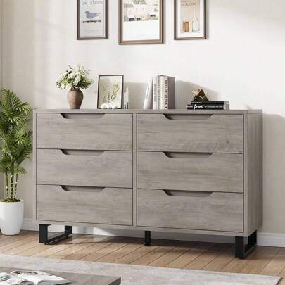 Beaully 6/7/8 Drawers Bedroom Dresser - Freestanding Horizontal Wooden Storage Chest For Living Room/Hallway/Entryway