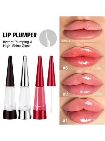 Lakerain Plumping Lip Oil, Infused With Chili Extract, Instantly Smooths And Plumps Lips, Ultra-Moisturizing And Nourishing Lip Gloss, Plumping Essence, Plumping Moisturizing Lip Oil, Plumping Glossy Lip Tint, Micro-Needle Effect, Glass Lock Moisture Cushion Lip Tint - A Must-Have For Girls In Winter, Y2K Fashion , Perfect For Birthday Gifts And Parties, Best Color, Defines Lip Shape, Plump Rose Red And Transparent Lip Oil. Valentine's Day Gift