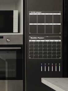 一套亚克力磁性冰箱贴日历，透明白板配6支马克笔，可作月/周计划表、冰箱收纳整理架和便签本