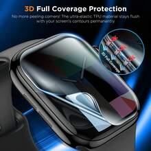 5Pcs Anti-Peeping Privacy Soft Film, Ultra-Thin Hydrogel Waterproof Shock-Absorbing Screen Protector Anti-Scratch Smooth Touch Full Coverage Anti-Drop Watch Screen Protector Compatible With Apple Watch Ultra 49mm 45mm 44mm 42mm 41mm 40mm 38mm Compatible With Iwatch Series 11/10/9/8/7/6/SE 5 4 - Clear - View 6