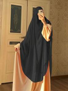 1pc Solid Color Upgraded Double-Layer Chiffon Headscarf, Elegant Long Face Mask Veil Suitable For Daily Wear And Gatherings - Nhiều màu - Xem 14