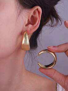 3/9 Pairs European & American Latest Fashion Bowknot, 5-Petal Flower Earring Set, Gold-Plated Women's Earrings, Teardrop/C-Shaped Hoop Earrings, Gift For Family/Friends And Her - Yellow Gold - View 4