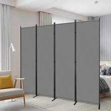 4 Panel Room Divider, 6FT Portable Wall Divider Room Separation, 88 Inch Fabric Partition Room Dividers And Folding Privacy Screens, Freestanding Room Separators Home Office Bedroom, - 灰色 - 查看 2