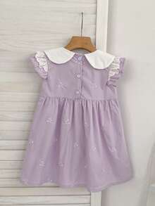 Mädchen Kleid Sommer Neu Schmetterling Stickerei Kinder Kleid Süße Prinzessin Kleid für kleine Mädchen - Mauve - Übersicht 3