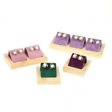 Bamboo And Wood Velvet Stud Storage Rack Jewelry Display Rack Earring Storage And Display Rack - 2 People - View 8