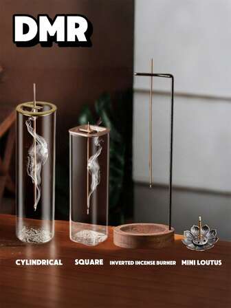 ガラス製お香立て メタルベース: 瞑想、ヨガ、スパ、インテリアに最適 - 0.39-0.118インチのお香スティックに対応