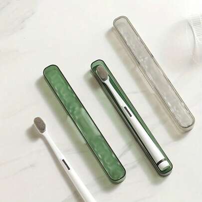 1个装 1个冰川图案磨砂质感牙刷收纳盒，旅行必备，防尘防漏设计，适用于牙膏、牙刷及配件