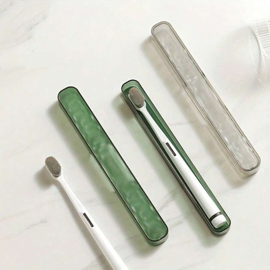 1个装 1个冰川图案磨砂质感牙刷收纳盒，旅行必备，防尘防漏设计，适用于牙膏、牙刷及配件 - 彩色 - 查看 1