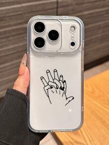 1 pieza Funda de teléfono suave con cobertura completa antideslizante y a prueba de golpes con diseño de "Pareja tomados de la mano" - Compatible con iPhone 17/17 Air/17 Pro/17 Pro Max/16/11/16 Pro/16 Plus/16 Pro Max/16e/15 Pro Max/13/14/12/XS/XR/7G/8P - transparente - Ver 2