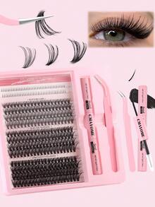 320pcs Cluster False Eyelashes, Single Eyelash Extension, D-Curl, 5-16mm DIY Eyelash Clusters, Waterproof False Eyelashes, Super Thick, Comes With Eyelash Glue And Tweezers, 3D Eyelashes, Russian Thick Eyelashes - Multicolor - View 4