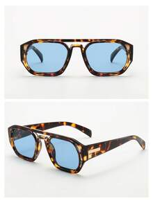 4副复古双梁椭圆形镜框高品质独特简约时尚眼镜，适合旅行、休闲、派对、海滩、日常佩戴 - 4件 - 查看 4