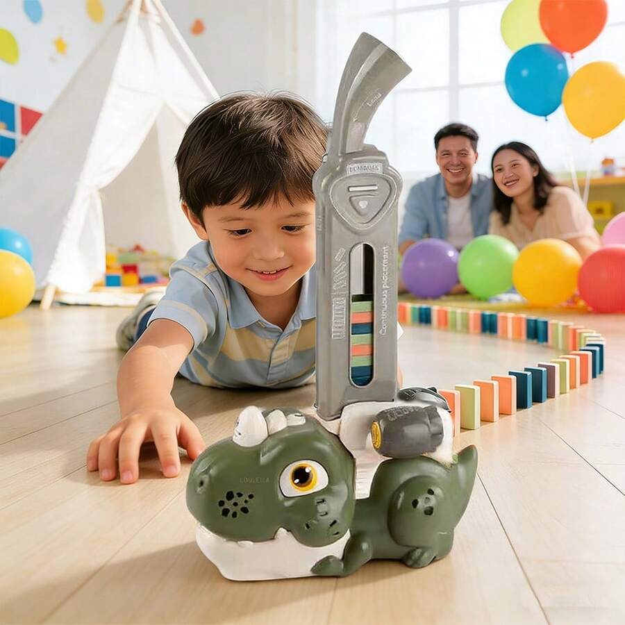 TendenciaAutomático Trenes Dominó 60 Pcs Pvc Para Niños 3-12 Años Verde DinosaurioCalidad premium - 1 - Ver 1