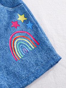 Baby Girls' Cute Cloud Print T-Shirt And Shorts Casual Outfit, Spring/Summer - Baby Blue - View 8