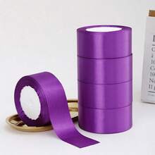 1/5pcs Satin Ribbon For DIY Rose Decoration, Gift Wrapping - Wedding Party Bow Ribbon, - Purple - View 11