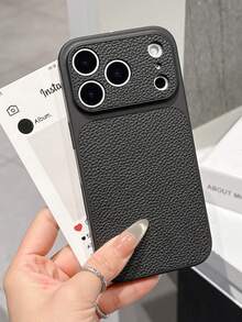 奢华大窗口仿皮手机壳，兼容 17 Air 16 15 14 Plus 13 12 11 Pro Max 17 Pro Max，磨砂软边框防震保护套 - 橘色 - 查看 5