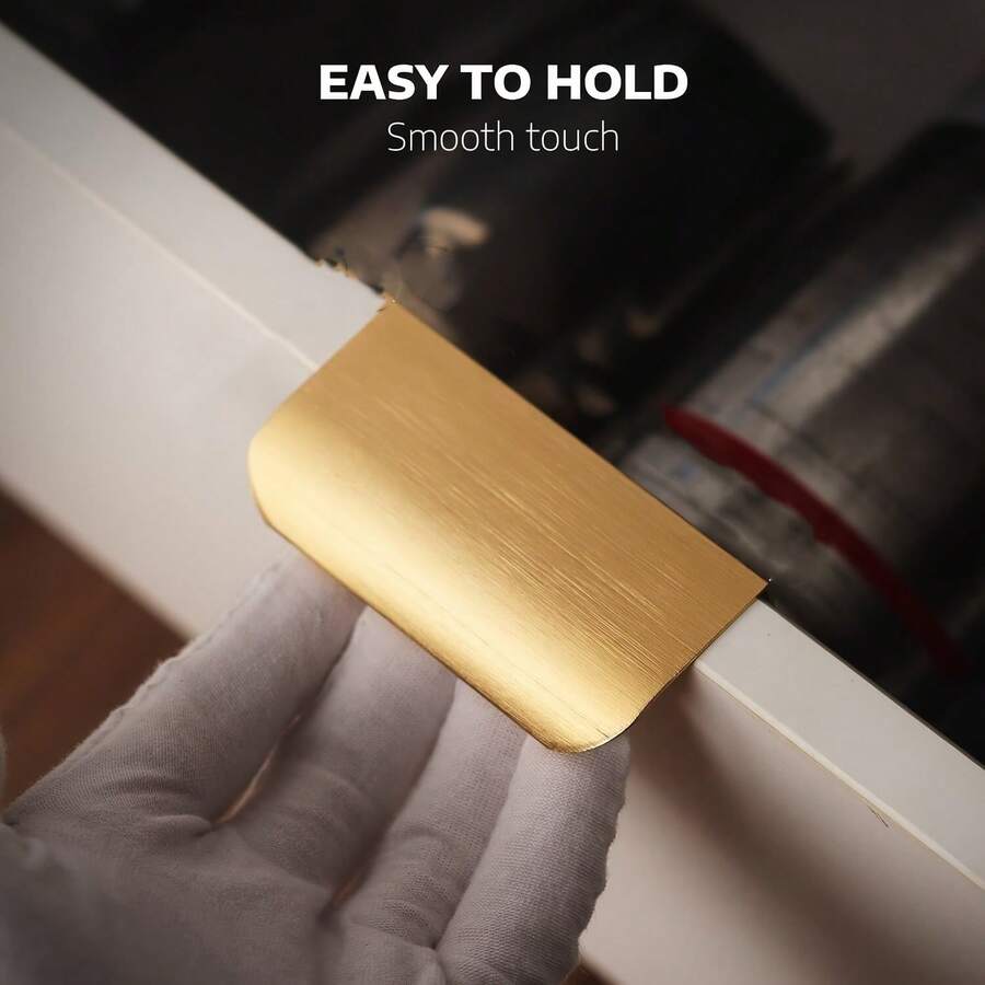 10个装金色橱柜把手 - 指尖式拉手，适用于厨房和浴室，金属材质 - 彩色 - 查看 1