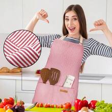 2 Pack Adjustable Bib Apron With 2 Pockets Chef CooFKing Kitchen Restaurant Aprons For Women Men - RedPinstripes - View 5
