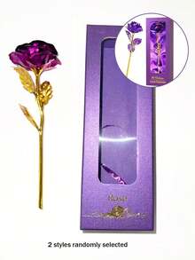 永恒星河水晶紫色玫瑰花束，含礼盒，独特玫瑰礼品，母亲节、周年纪念日、女孩生日、圣诞节和情人节的完美之选（紫色） - 紫色 - 查看 8