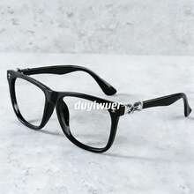 1pc Vintage Square Frame Glasses Men And Women, Non-Prescription Eyewear, PC Lens And Frame, Blue Light, Photo Props, And Fashion Accessories, Birthday, Fashion Accessories - màu đen - Xem 3