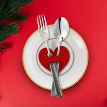 10pcs Valentine'S Day Heart-Shaped Napkin Holders - Red Felt Table Decor For Romantic Dining, Weddings, And Celebrations, Festive Tableware Storage, Napkin Holder For Table, Wedding Table Decor, Romantic Table Setting, Decorative Napkin Rings, Durable Table Accessory 4CV3 - màu đỏ - 10 cái - Xem 5