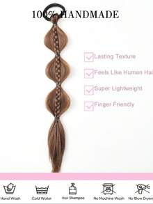 1 bộ tóc giả bện kiểu bong bóng, đuôi ngựa dài 14 inch cho trẻ em, có dây chun co giãn, dành cho bé gái. - Nhiều màu - Xem 5