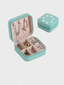 1 cutie portabilă de bijuterii de călătorie, mini cutie de depozitare a bijuteriilor, organizator de inele de bijuterii din piele PU, cutie cadou de depozitare pentru femei/fete, potrivită pentru Crăciun, petrecere de Anul Nou, Ziua Îndrăgostiților, decor de nuntă, decor de cameră de machiaj - Multicolor - Vizualizare 12