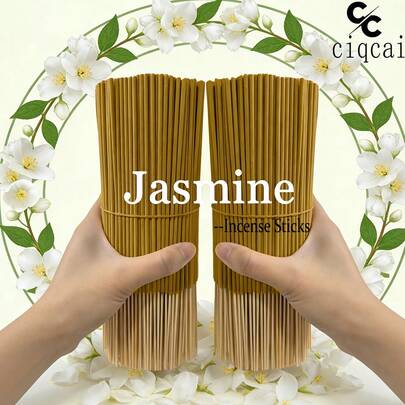 Palitos de incienso de bambú grueso de 22 cm de largo hechos a mano con aroma a jazmín, fragancia natural, artesanía tradicional, aroma duradero, refrescante, desodorante, adecuado para el hogar y los viajes