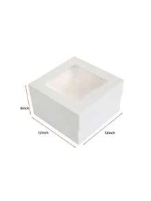 10入/組，透明波浪窗式蛋糕包裝盒，堅固紙板甜點展示盒，3種尺寸：8"/10"/12"附窗，白色烘焙盒，適用於聖誕派對甜點桌、節日禮品包裝、聖誕杯子蛋糕 - 彩色 - 查看 4