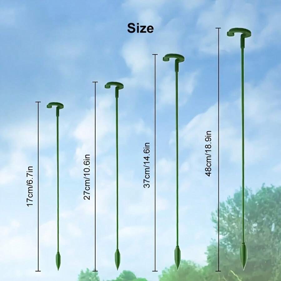 17cm, 27cm, 48cm, 58cm Varas de Suporte de Plantas Reutilizáveis, Adequadas para Suportes de Orquídeas de Jardinagem Verde, Estabilizadores de Orquídeas e Flores, Postes de Jardinagem Verde, Treliças para Escalada de Videiras, Hastes de Plantas de Plástico Verde