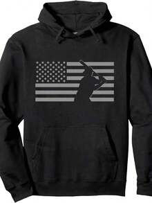Ropa de béisbol con bandera estadounidense - Sudadera con capucha de béisbol - Negro - Ver 6
