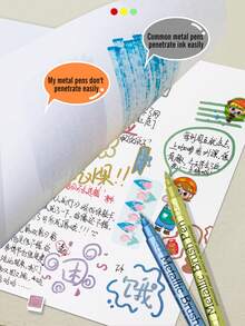 24 st/set metalliska akrylfärgsmarkörer, 2 spetsstorlekar, 24 färger, permanent tuschpenna för keramik, glas, plast, skolmaterial och högtidssaker, första april, påskpresenter, skolmaterial - Metalliska markörer - Visa 2