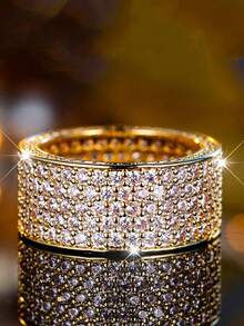 Luxury Gift Box Set, Dazzling Cubic Zirconia Rings, High-End Jewelry For Parties & Formal Events, Made Of Copper Alloy, Non-Fading & Hypoallergenic, Ideal Gift Choice - Gold - View 7