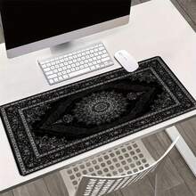 1pc Black Persian Carpet Pattern Mouse Pad And Desk Mat - Non-Slip Rubber Base, Durable Polyester Surface, Vivid Floral Design, Suitable For Gaming And Office Use, Fashionable Desktop Decor Gift, Desk Mouse Pad - Multicolor - View 13