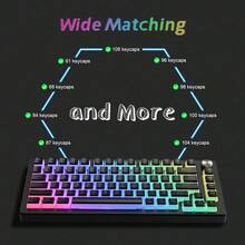 Womier Pudding Keycaps 60 65 75 100 Percent - PBT Shine Through Keycaps,165 Keys Key Cap Set, OEM Profile Custom For Cherry Gateron MX Switches Mechanical Keyboard, Black Purple - Black - View 2