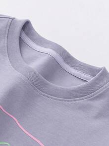 mini bala Girls' Quick-Drying Long-Sleeved T-Shirt, Breathable And Antibacterial, Cute Print, Spring Top - Hyacinth Purple - View 6