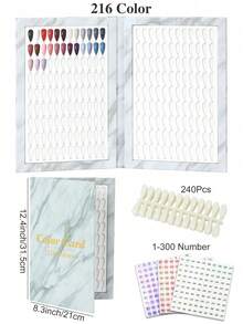 160/216/320 Color PU/Cardboard Nail Polish Display Book, Includes Fake Nail Stickers, Nail Design Display Book, Nail Art Tools, Fake Nail Stickers/Sets, Winter Nail Art Tools - Multicolor - View 14