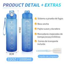 YC-HOGAR Botella de Agua 1L Moda Deportes Al Aire Libre Antifugas Viaje Portátil Hidratación Taza Libre de BPA Duradera Ligera Ecológica Aventura Fitness - Azul - Ver 2