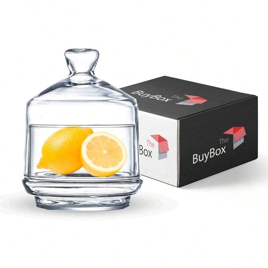 FIAN Lemon Keeper - Contenedor de soporte para tomate aguacate cebolla sal de vidrio y pimienta con tapa de vidrio ahorrador/contenedor/almacenamiento mini contenedores cítricos para nevera 1 unidad - Transparente - Ver 1