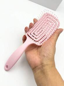 Elegant Circular Comb For Girls - Hollowed-Out Design, Pink Handle & Durable ABS Plastic, Large Curved Bristles For Fluffy Massage, Pork Ribs & Thick Hair Styling, Elegant Haircare Tool, Stylish Hairbrush, Highquality Bristles