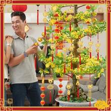 6件套2026中国新年装饰品，风水马摆件，带红色流苏和铜钱，农历新年吉祥饰品，金色马形挂饰，适用于家居、树木、汽车（包含马形铜钱） - 彩色 - 查看 5