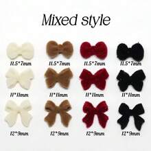 150Pcs Valentine's Velvet Red Bow Nail Charms Wine Red Brown Black White Mixed Style Bow Tie Nail Rhinestones Velvet Bowknots Nail Gems And Jewelry Kawaii Charms For Women Nail Supplies Accessories,Black - Black - 查看 5