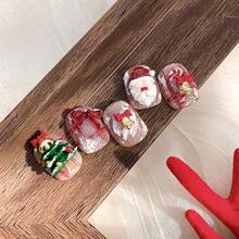 40Pcs Christmas Colored Bell Nail Charms Mini Bow Bell Nail Rhinestones Xmas Winter Nails Diamonds Red Green Colorful Bow Gold Silver Alloy Jingle Bell Nail Jewelry For Women DIY Manicure Accessories,Brown - màu nâu - Xem 8