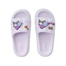 Miniso Sanrio Kuromi Women's Indoor Bathroom Slippers (Size 35-36) - Comfortable Soft Material, Exquisite Dual-Character Badge Detail, Water-Resistant Design For Bathroom & Bedroom Use(1 PC) - Mauve Purple - View 8
