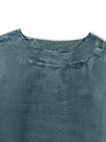 Women's Metallic Long Sleeve Batwing Loose Kaftan Robe, Elegant Party Gown, Graceful Ladies Dress For Spring & Autumn