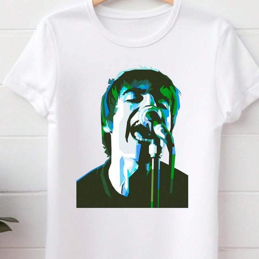Liam Gallagher - White Pop Concert T-Shirt, New Tour, Merchandising Item, Musical Gift, Top Festival Gear, Noel Oasis Tour 2025 - Abstract Art. 220g Of Essential Comfort. Developed For Universal Body Types, For Both Women And Men. Durable, High-Quality Fiber, Adaptable To Any Pattern, Delicate To Wear But Built To Stand The Test Of Time. Breathable Outerwear For Women, Fall Wear, Vacation Wear, New Year's Costumes For Her. - 白色 - 查看 1