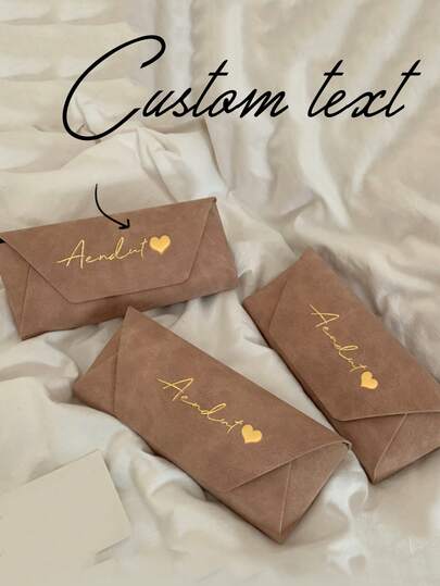 名入れ DIY 高級 携帯用メガネケース、ファッショナブルで肌触りが良い、エレガントなメガネ収納、デイリーユースのメガネケース