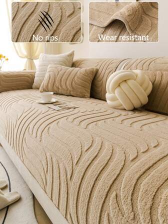 1 pieza Funda de cojín de sofá de felpa gruesa y suave, cojín de asiento de sofá moderno y minimalista antideslizante y cálido, funda de sofá a prueba de polvo y lavable, protector suave, resistente a la decoloración y a la pérdida de pelo, apto para mascotas, para dormitorio, oficina, sala de estar, sofá en forma de L y sofá de 1/2/3/4 plazas