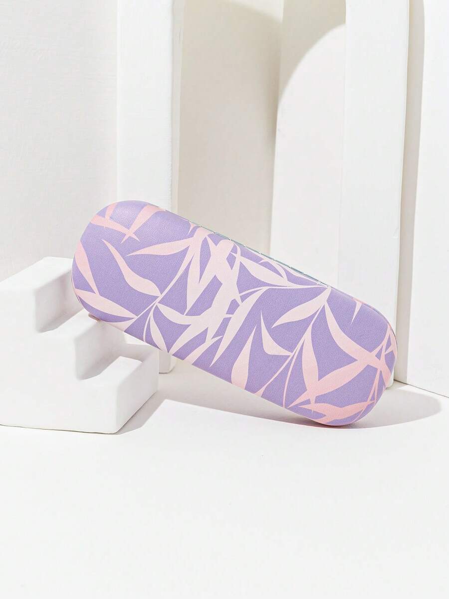 1pc Women's Fashion Purple Leaf Print Portable Eyeglasses Case - Purple-144 - View 1
