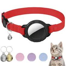 Breakaway Reflective Cat Collar With AirTag Holder, Ultra-Light Safety QR ID Tag + Bells For Cats & Kittens