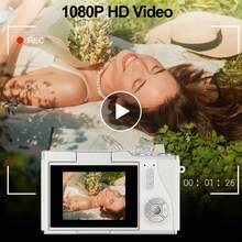 Auto Focus 48MP 4K Face Detection 2.4-Inch Flip Over Display Screen, Button Control, Equipped With 32GB Memory Card, Suitable For Teenagers And Beginners - 白色 - 查看 5
